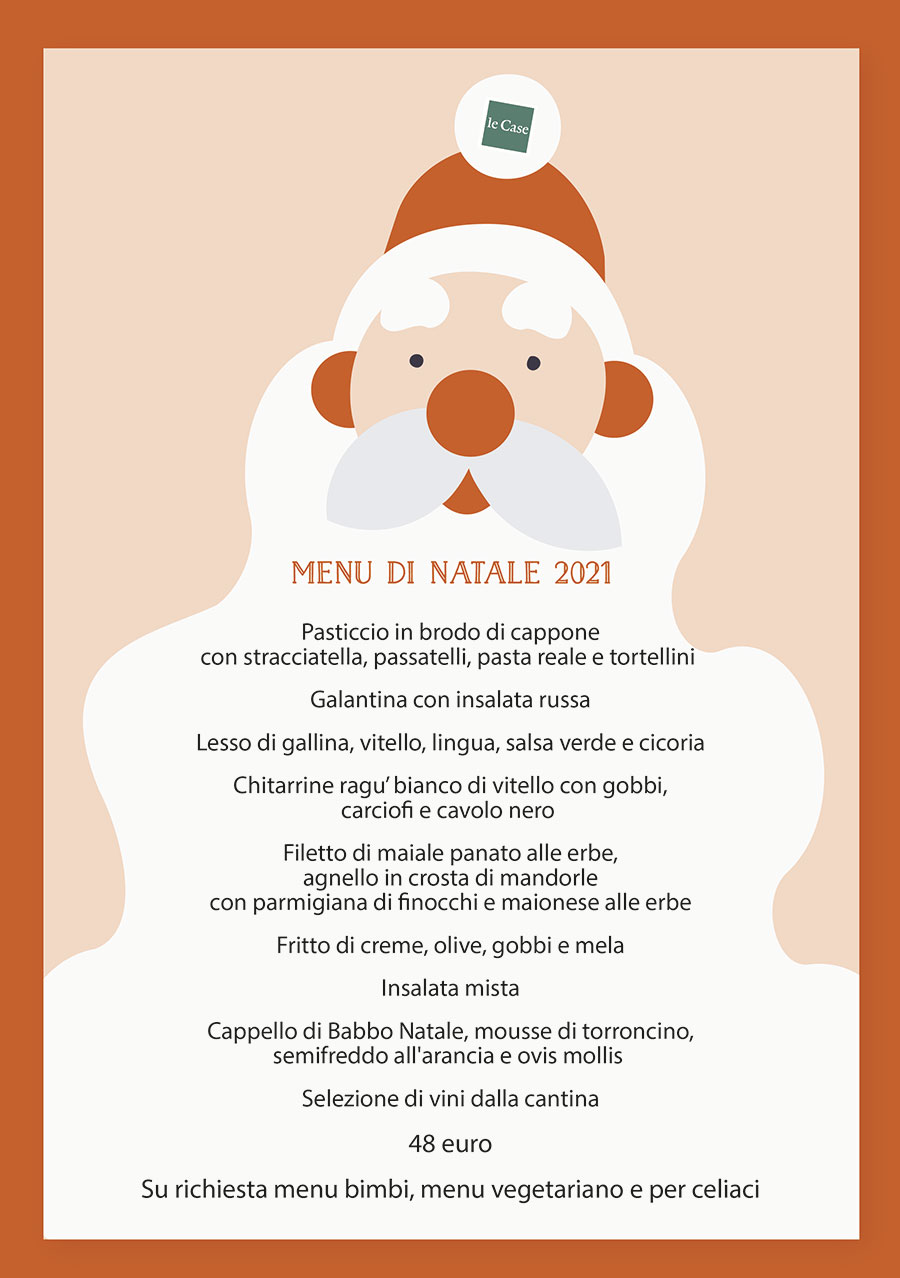 Pranzo di Natale 2020 da asporto preparato dal Ristorante Le Case a Macerata