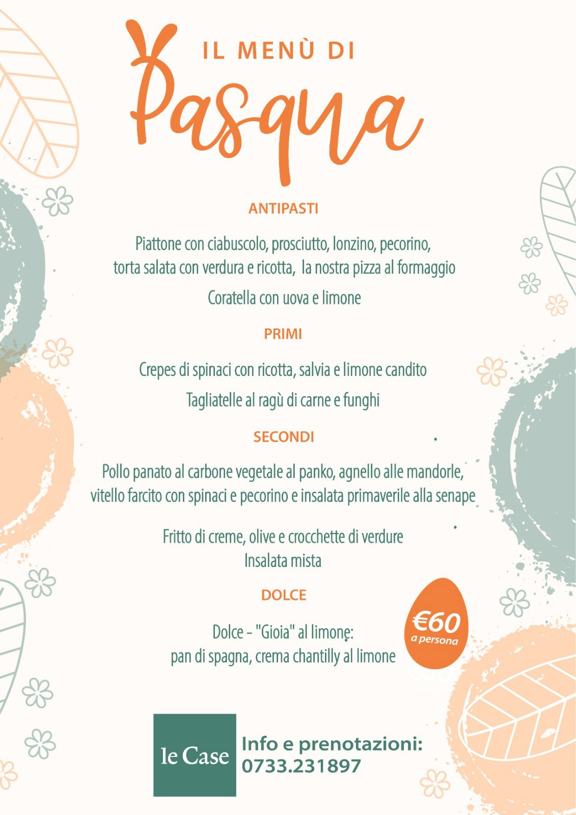 Pranzo di Natale 2020 da asporto preparato dal Ristorante Le Case a Macerata